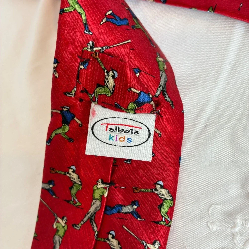 Talbots Kids Necktie Baseball Silk Novelty Preppy Game Day Sports Fan Athlete